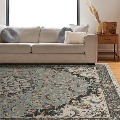RUGGABLE Sima Washable Rug - Perfect Vintage Area Rug for Living Room Bedroom Kitchen - Pet &amp; Child Friendly - Stain &amp; Water Resistant - Royal Blue 2&