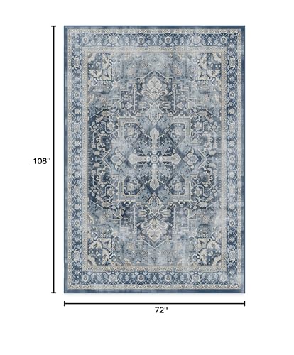 RUGGABLE Kamran Washable Rug - Perfect Vintage Area Rug for Living Room Bedroom Kitchen - Pet &amp; Child Friendly - Stain &amp; Water Resistant - Hazel 5&
