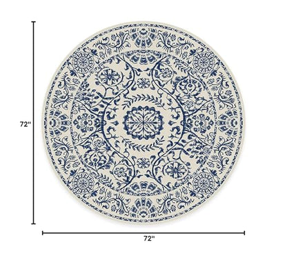 RUGGABLE Washable 2x3 Area Rug, Delphina Delft Blue, Premium Vintage Rugs for Living Room, Bedroom, Kitchen, Office, Classroom with Gripper Non Slip Pad