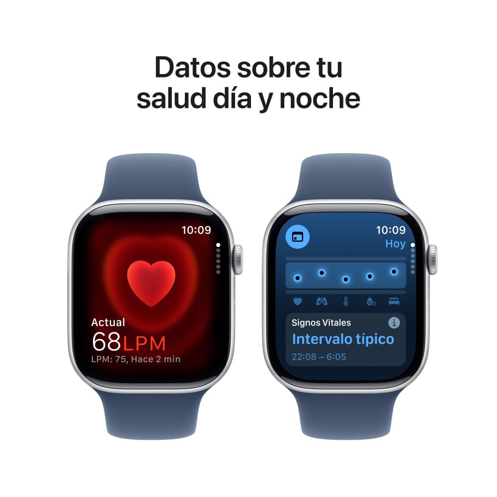 Apple Watch Series 10 [GPS 46mm] Smartwatch with Jet Black Aluminium Case with Black Sport Band. Fitness Tracker, ECG App, Always-On Retina Display, Water-Resistant