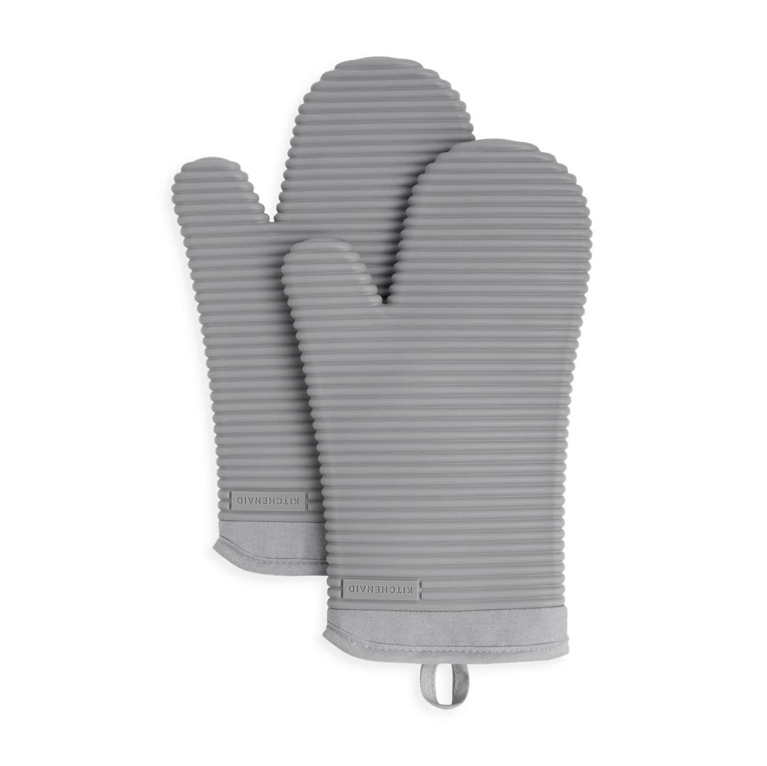 KitchenAid Ribbed Soft Silicone Oven Mitt Set, 7&quot;x13&quot;, Milkshake 2 Count