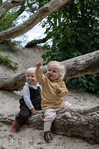 BIBS De Lux Baby Pacifier 2-Pack | Made in Denmark | BPA Free Dummy Soother, Round Nipple. Natural Rubber Latex, Size 2 (6-18 Months), Vanilla/Dark Oak