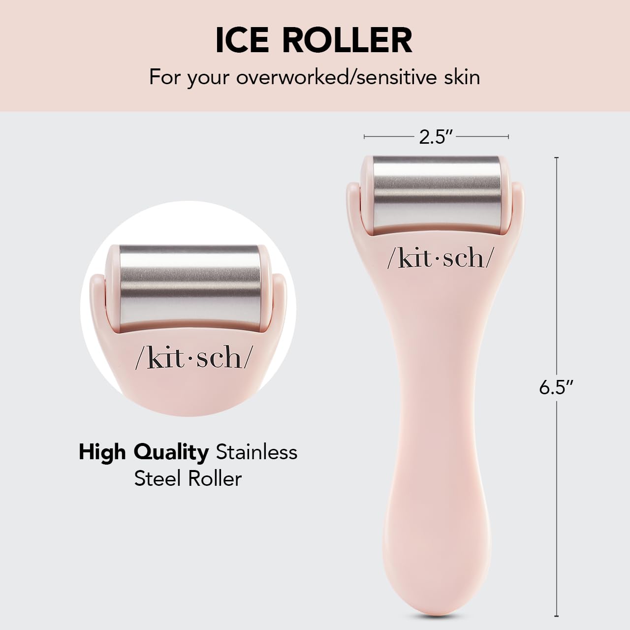 Kitsch Ice Roller for Face &amp; Eye Puffiness, Cold Skin Care for Facial Lymphatic Drainage, Dark Circles &amp; Migraine Relief, Self Tool for Wrinkles, Valentines Day Gifts for Women Face Massager (Pink)