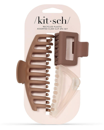 Kitsch Large Assorted Hair Clips for Women - Medium Open Shape Hair Claw Clips for Thick Hair | Small Open Shape Hair Clip &amp; Big Claw Clip for Teen Girls | Hair Styling Accessories, 3 pcs