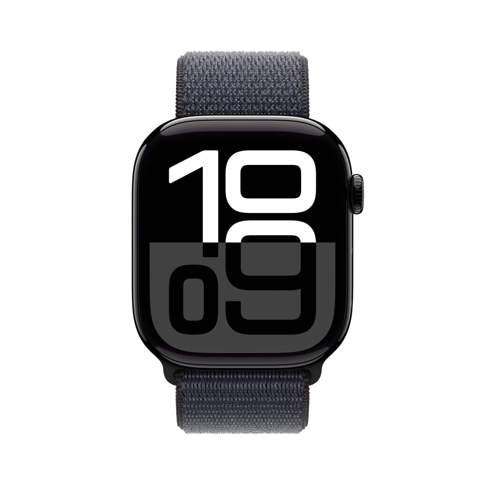 Apple Watch Series 10 [GPS 46mm] Smartwatch with Jet Black Aluminium Case with Black Sport Band. Fitness Tracker, ECG App, Always-On Retina Display, Water-Resistant