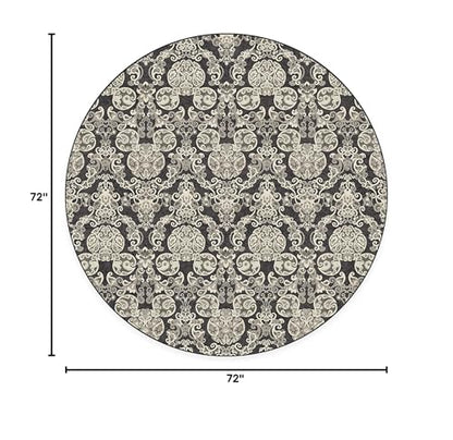RUGGABLE Disney Traditional Mickey Mouse Washable Rug - Perfect Area Rug for Nursery Playroom Kids Room - Pet &amp; Child Friendly - Stain &amp; Water Resistant - Damask Grey 3&