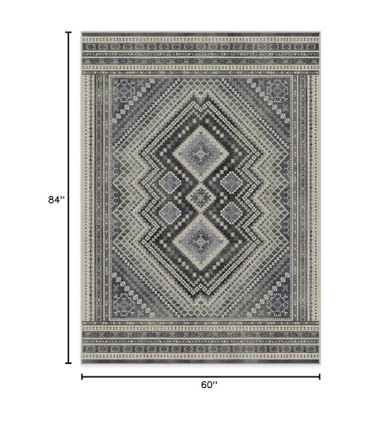 RUGGABLE Kaden Washable Rug - Perfect Vintage Area Rug for Living Room Bedroom Kitchen - Pet &amp; Child Friendly - Stain &amp; Water Resistant - Amber Red 3&