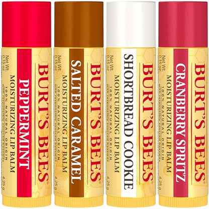 Burt’s Bees Christmas Gifts, 4 Lip Balm Stocking Stuffers Products, Beeswax Bounty Classic Set - Original Beeswax Moisturizing Lip Balm (4-Pack)