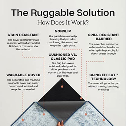 RUGGABLE – Cambria Ruby – Machine Washable Runner Rug – Pet &amp; Child Friendly – Stain &amp; Water Resistant – Non-Slip – 2.5&