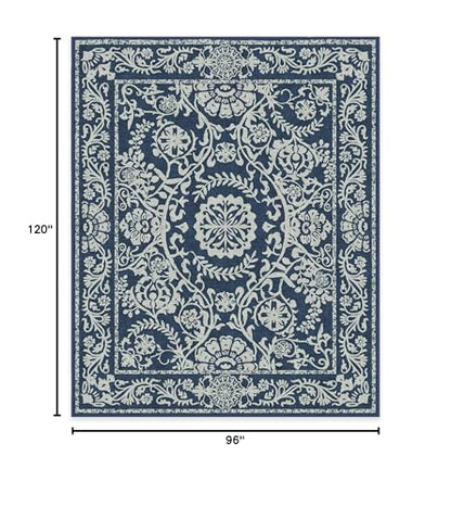 RUGGABLE Washable 2x3 Area Rug, Delphina Delft Blue, Premium Vintage Rugs for Living Room, Bedroom, Kitchen, Office, Classroom with Gripper Non Slip Pad