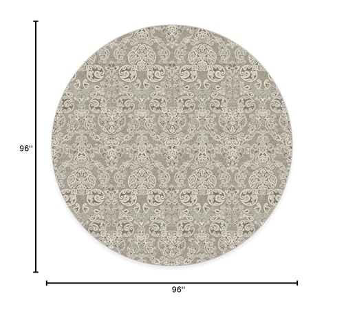 RUGGABLE Disney Traditional Mickey Mouse Washable Rug - Perfect Area Rug for Nursery Playroom Kids Room - Pet &amp; Child Friendly - Stain &amp; Water Resistant - Damask Grey 3&