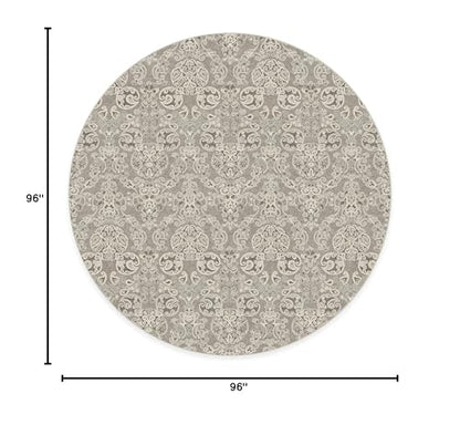 RUGGABLE Disney Traditional Mickey Mouse Washable Rug - Perfect Area Rug for Nursery Playroom Kids Room - Pet &amp; Child Friendly - Stain &amp; Water Resistant - Damask Grey 3&