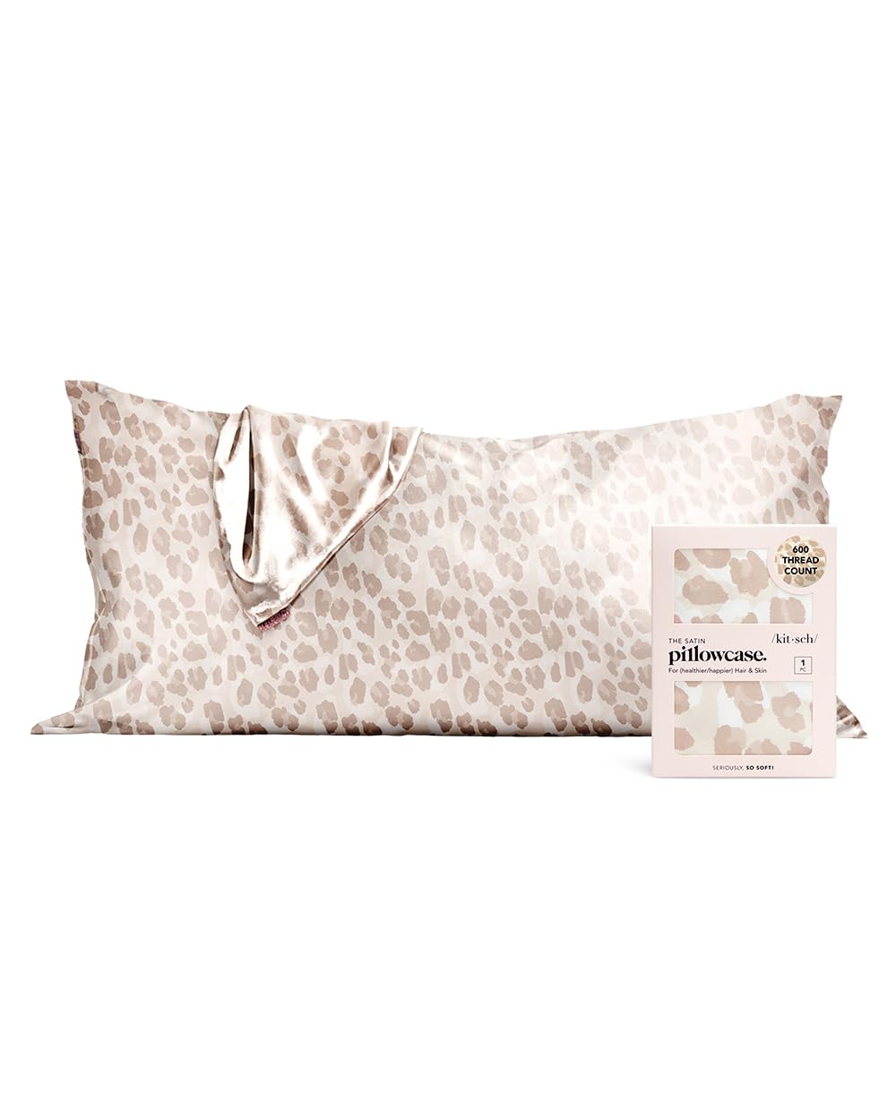 Kitsch Satin Pillowcase with Zipper for Hair &amp; Skin, Softer Than Silk Pillow Cases Queen, Smooth Pillow Covers, Machine Washable, Wrinkle-Free, Cooling Satin Pillow Cases Standard Size 19&quot;x26&quot;, Ivory