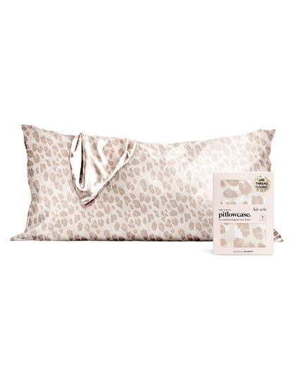 Kitsch Satin Pillowcase with Zipper for Hair &amp; Skin, Softer Than Silk Pillow Cases Queen, Smooth Pillow Covers, Machine Washable, Wrinkle-Free, Cooling Satin Pillow Cases Standard Size 19&quot;x26&quot;, Ivory