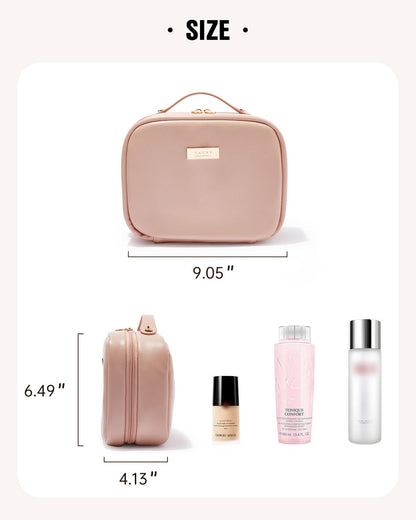 EACHY Travel Makeup Bag,Large Capacity Cosmetic Bags for Women,Waterproof Portable Pouch Open Flat Toiletry Bag Make up Organizer with Divider and Handle