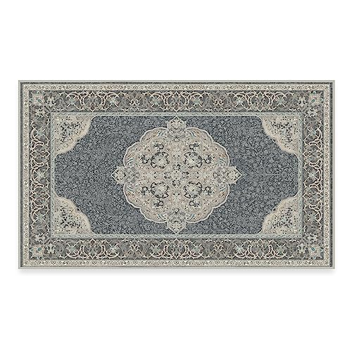 RUGGABLE Disney Traditional Mickey Mouse Washable Rug - Perfect Area Rug for Nursery Playroom Kids Room - Pet &amp; Child Friendly - Stain &amp; Water Resistant - Damask Grey 3&