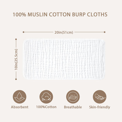 Yoofoss Muslin Burp Cloths for Baby 10 Pack 100% Cotton Baby Washcloths for Boys Girls Large 20&