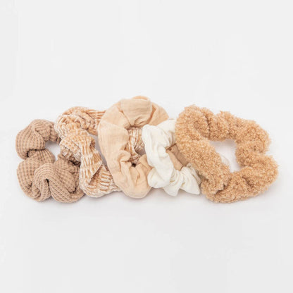 Kitsch 5 Count Velvet Hair Scrunchies for Women - Hair Ties for Thick Hair, Girls, Women, Cute Scrunchies, Soft Hair Accessories, Blush/Mauve