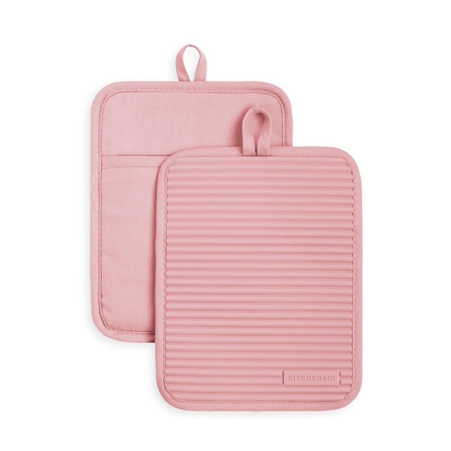 KitchenAid Ribbed Soft Silicone Water Resistant Pot Holder Set, Milkshake , 2 Piece Set, 7&quot;x9&quot;