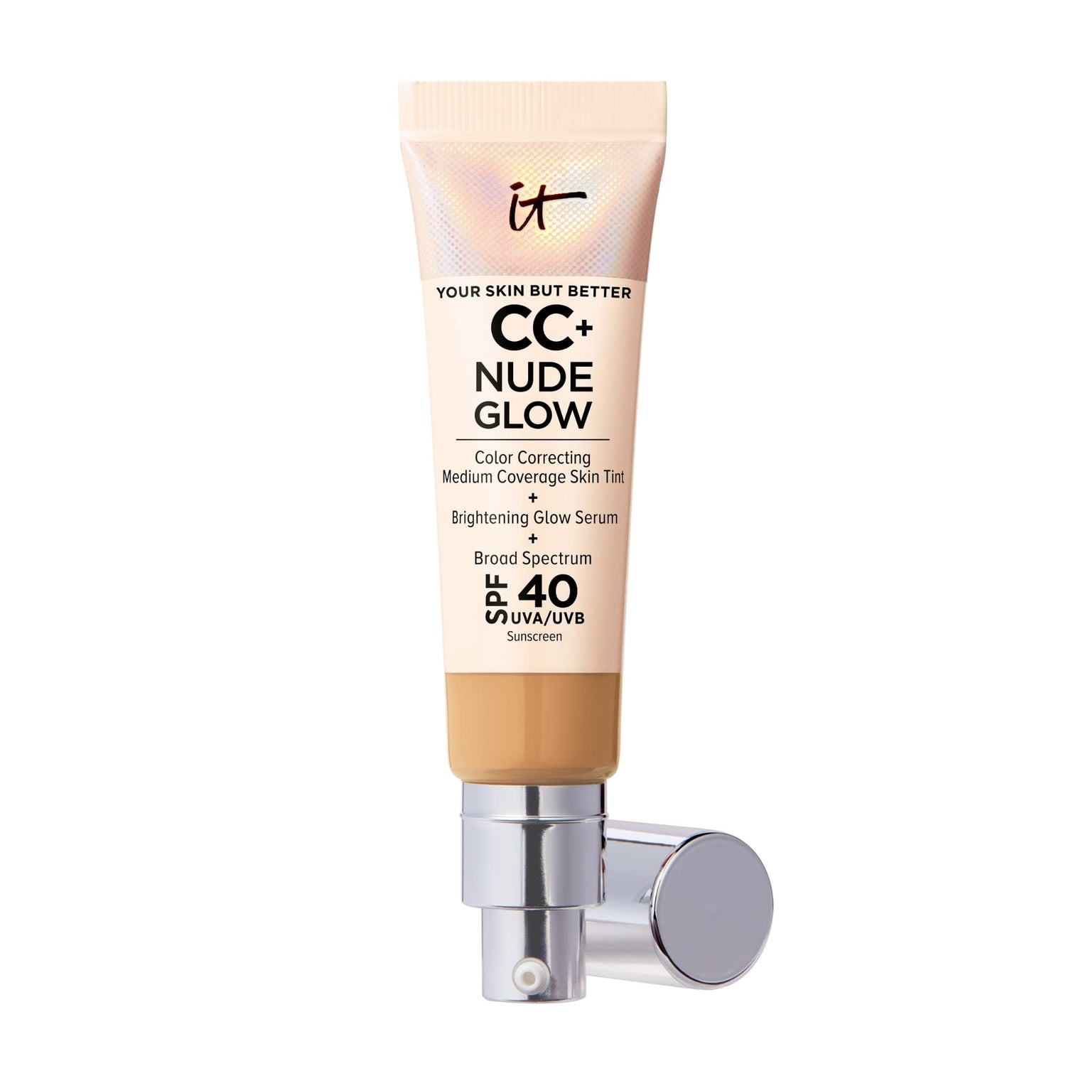 IT Cosmetics CC+ Nude Glow Lightweight Foundation + Glow Serum with SPF 40 - With Niacinamide, Hyaluronic Acid &amp; Green Tea Extract - 1.08 fl oz