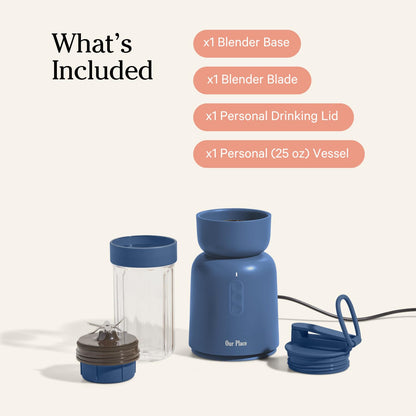 Our Place Splendor Blender - 1000W High-Power | Ultra-Sharp Blades | 2 Blending Modes | Includes 25 oz Personal Cup and Drinking Lid Set | Smoothies, Shakes &amp; More | Blue Salt