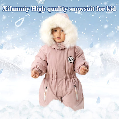 Xifamniy Toddler Snowsuit 2T 3T 4T 5T Ski Suit Baby Boy Girl Winter Clothes Coat Outwear Snow Suit Hooded Romper Jumpsuit