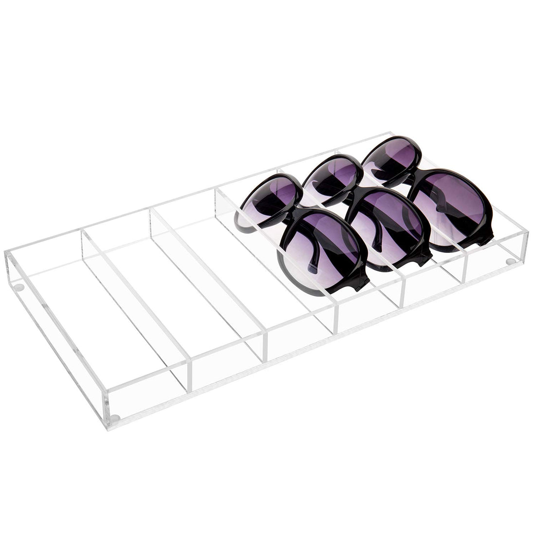 MyGift Premium Clear Acrylic Sunglass Holder Display Tray with 6 Compartments, Drawer Organizer Storage Case for Sunglasses, Reading Glasses, Eyewear, Jewelry, Makeup and Perfume Vanity Tray