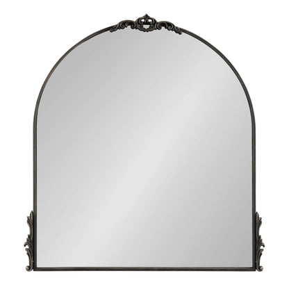 Kate and Laurel Myrcelle Traditional Arched Mirror, 25 x 33, Gold, Decorative Large Arch Mirror with Ornate Garland Detailing Along The Crown and Edges of The Frame