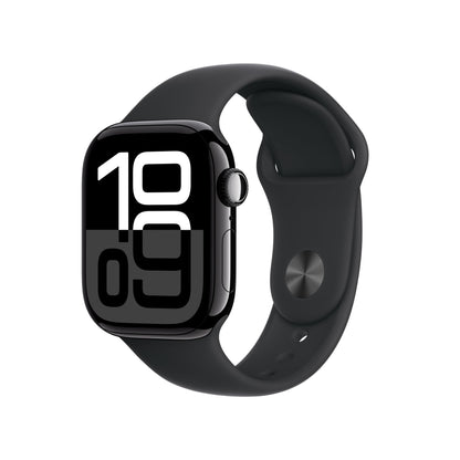 Apple Watch Series 10 [GPS 46mm] Smartwatch with Jet Black Aluminium Case with Black Sport Band. Fitness Tracker, ECG App, Always-On Retina Display, Water-Resistant