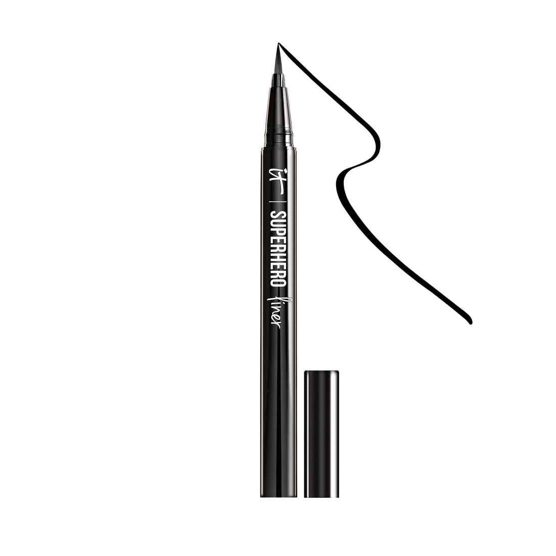 IT Cosmetics Superhero Liquid Eyeliner Pen, Black - 24-Hour Waterproof Formula Won’t Smudge or Fade - With Peptides, Collagen, Biotin &amp; Kaolin Clay - 0.03 fl oz
