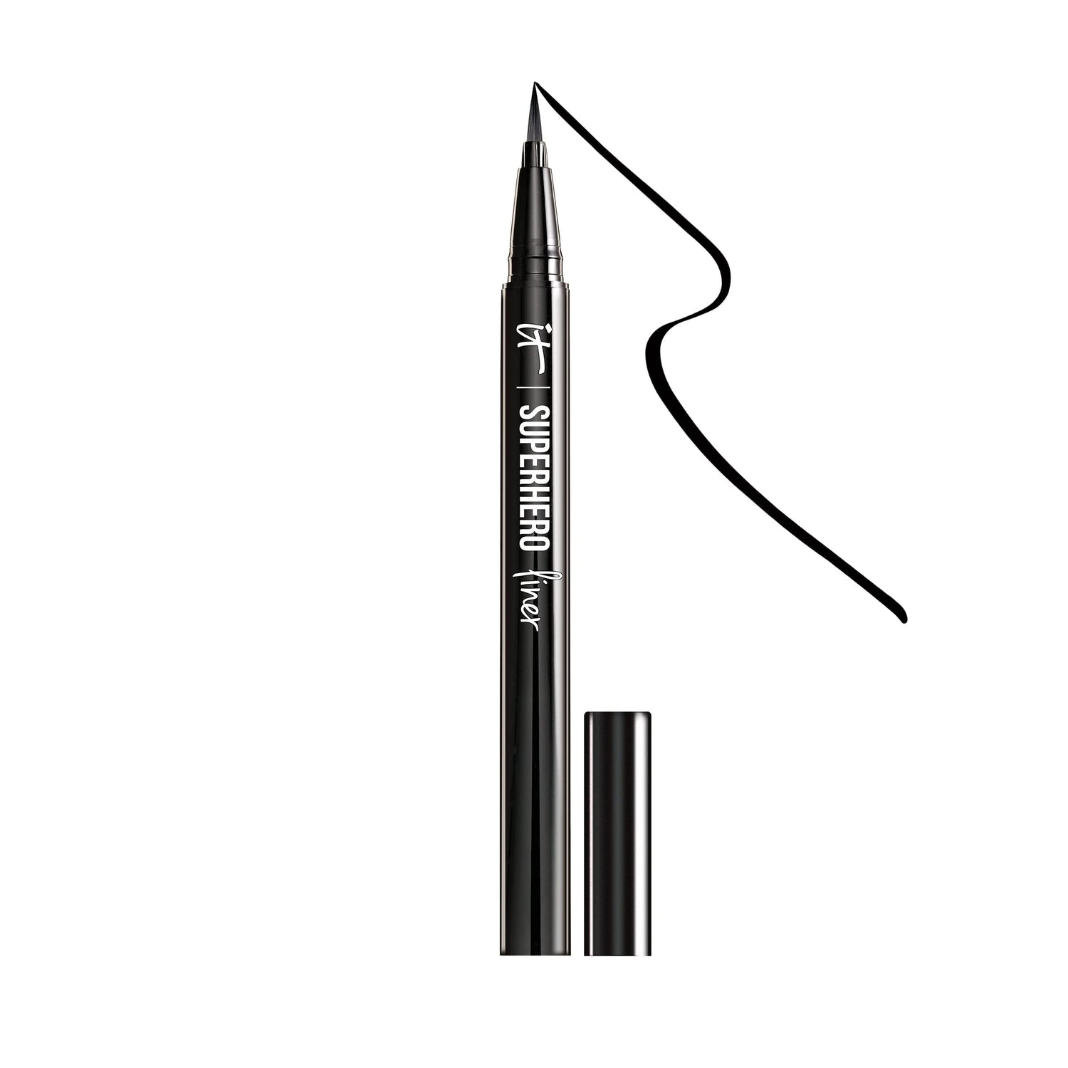 IT Cosmetics Superhero Liquid Eyeliner Pen, Black - 24-Hour Waterproof Formula Won’t Smudge or Fade - With Peptides, Collagen, Biotin &amp; Kaolin Clay - 0.03 fl oz