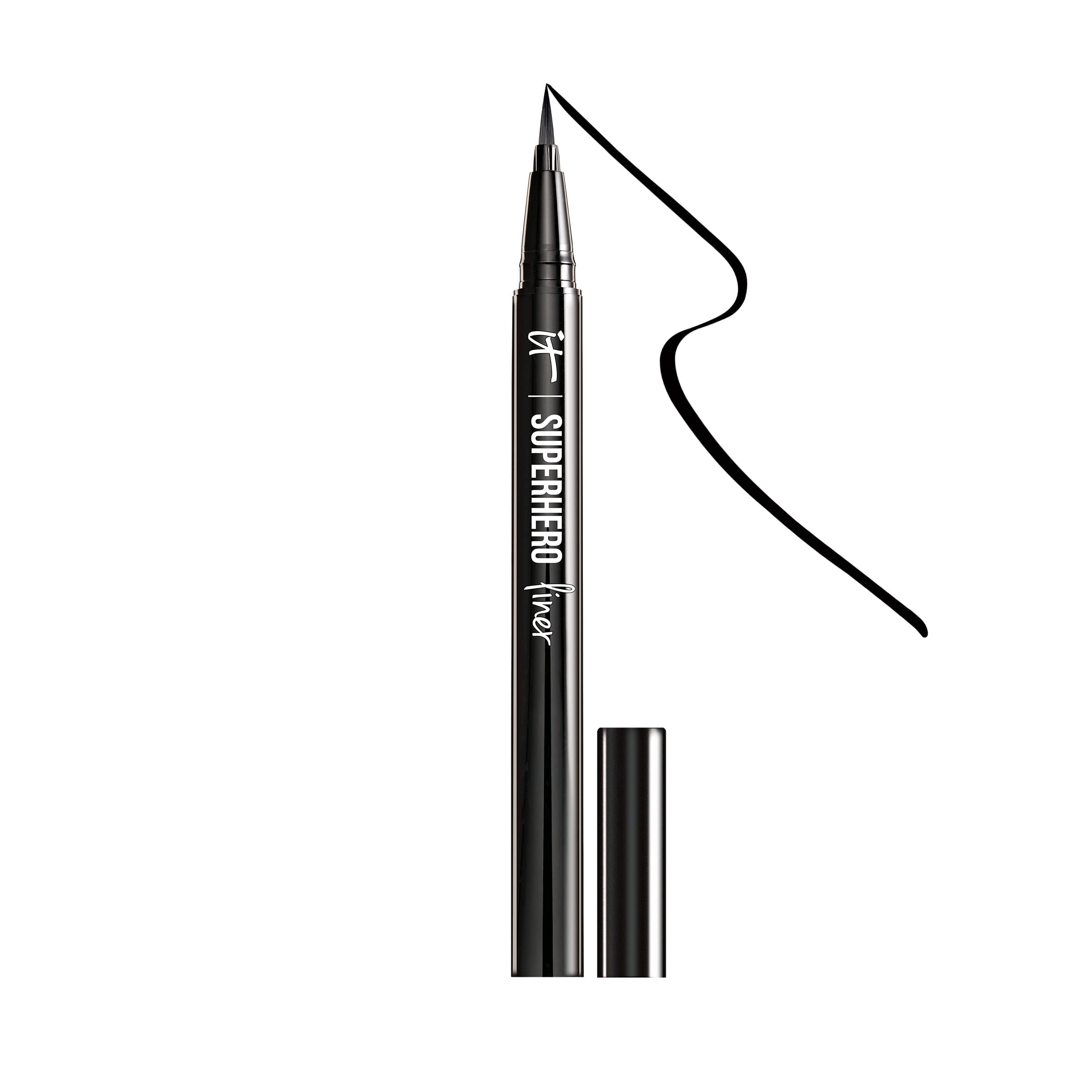 IT Cosmetics Superhero Liquid Eyeliner Pen, Black - 24-Hour Waterproof Formula Won’t Smudge or Fade - With Peptides, Collagen, Biotin &amp; Kaolin Clay - 0.03 fl oz