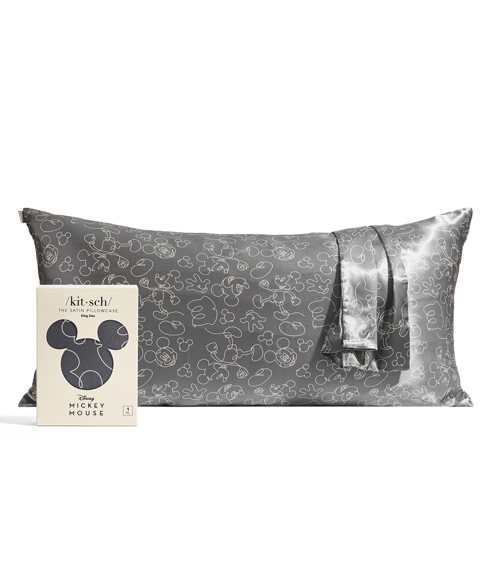 Kitsch Satin Pillowcase with Zipper for Hair &amp; Skin, Softer Than Silk Pillow Cases Queen, Smooth Pillow Covers, Machine Washable, Wrinkle-Free, Cooling Satin Pillow Cases Standard Size 19&quot;x26&quot;, Ivory