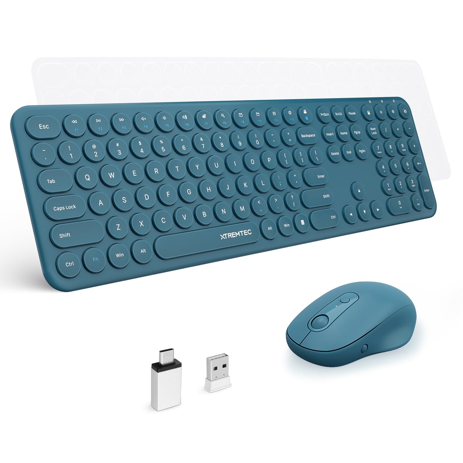 Wireless Keyboard and Mouse, XTREMTEC Cute Keyboard Retro Round Keycap - 2.4GHz Ultra-Slim Quiet Aesthetic Keyboard for Mac Computer Laptop PC Desktops (Rosegold)