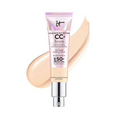 IT Cosmetics Your Skin But Better CC+ Cream Illumination - Color Correcting Cream, Full-Coverage Foundation, Hydrating Serum &amp; SPF 50+ Sunscreen Radiant Finish 1.08 fl oz
