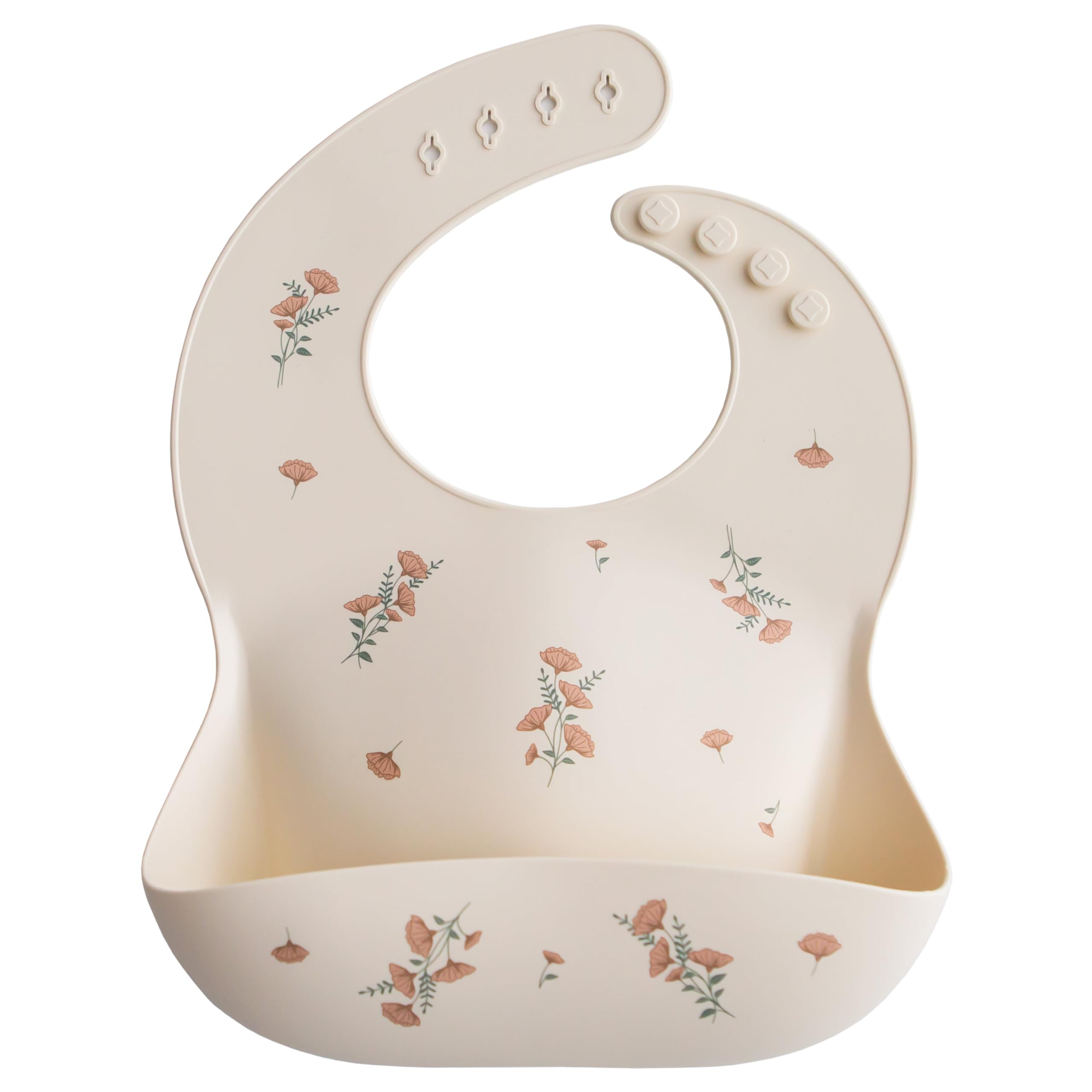 mushie Silicone Baby Bib | Adjustable Fit Waterproof Bibs (Whales)