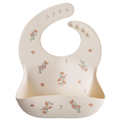 mushie Silicone Baby Bib | Adjustable Fit Waterproof Bibs (Whales)