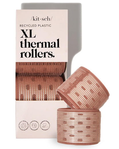 Kitsch Ceramic Thermal Rollers - Self Grip Hair Rollers for Blowout Look Long Hair, Curlers for Short Hair and Medium Hair, Volume Curls, Ceramic Coated Core, Easy to Use, All Hair Length - Black, 8pc