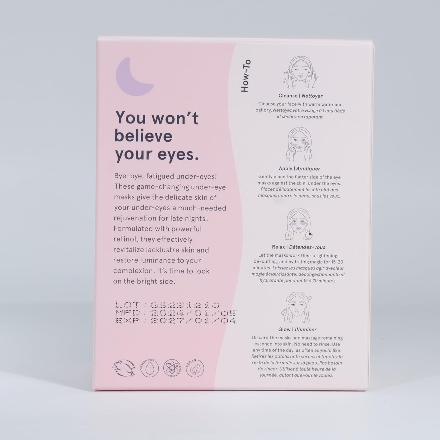 grace &amp; stella Under Eye Masks for Dark Circles (Purple, 24 Pairs) - Gel Eye Mask with Retinol - Restoring Under Eye Patches for Puffy Eyes and Dark Circles - Vegan Cruelty-Free
