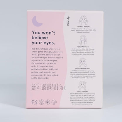 grace &amp; stella Under Eye Masks for Dark Circles (Purple, 24 Pairs) - Gel Eye Mask with Retinol - Restoring Under Eye Patches for Puffy Eyes and Dark Circles - Vegan Cruelty-Free