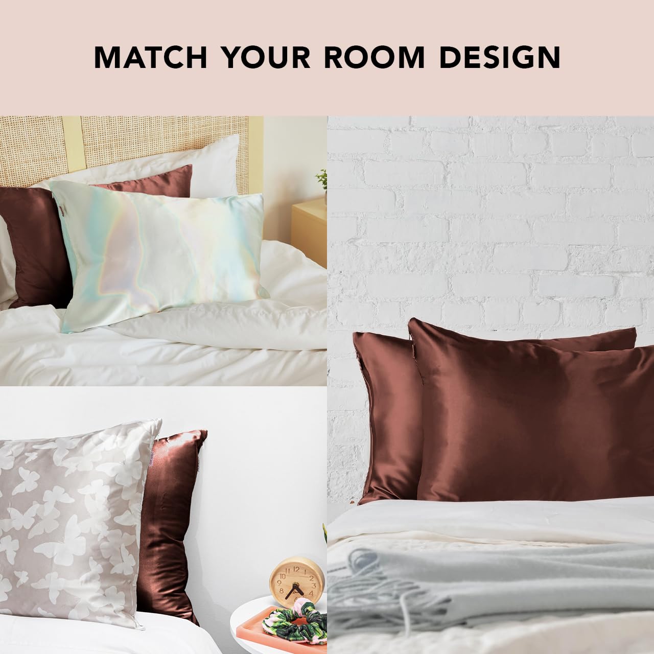 Kitsch Satin Pillowcase with Zipper for Hair &amp; Skin, Softer Than Silk Pillow Cases Queen, Smooth Pillow Covers, Machine Washable, Wrinkle-Free, Cooling Satin Pillow Cases Standard Size 19&quot;x26&quot;, Ivory