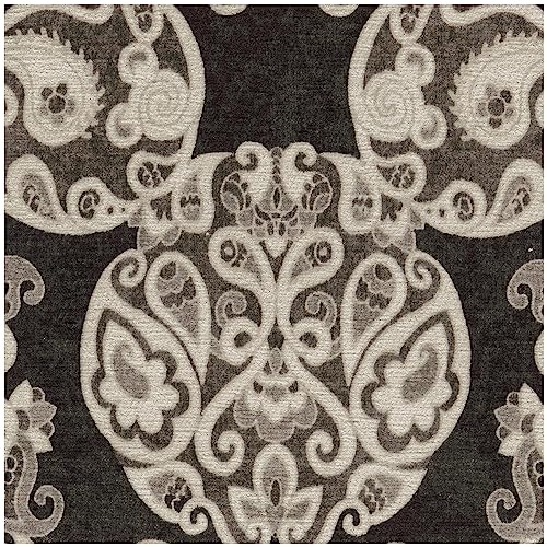 RUGGABLE Disney Traditional Mickey Mouse Washable Rug - Perfect Area Rug for Nursery Playroom Kids Room - Pet &amp; Child Friendly - Stain &amp; Water Resistant - Damask Grey 3&