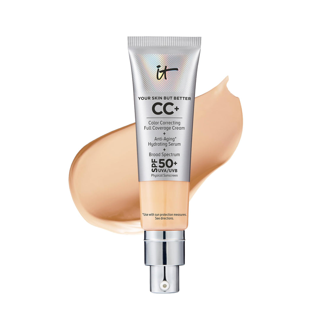 IT Cosmetics Your Skin But Better CC+ Cream - Color Correcting Cream, Full-Coverage Foundation, Hydrating Serum &amp; SPF 50+ Sunscreen - Natural Finish - 1.08 fl oz