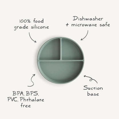 mushie Silicone Suction Plate | BPA-Free Non-Slip Design (Ivory)