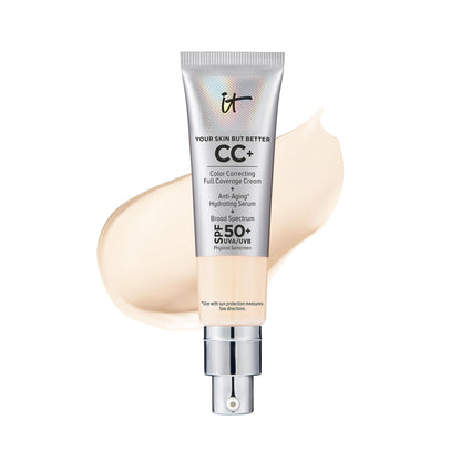 IT Cosmetics Your Skin But Better CC+ Cream - Color Correcting Cream, Full-Coverage Foundation, Hydrating Serum &amp; SPF 50+ Sunscreen - Natural Finish - 1.08 fl oz