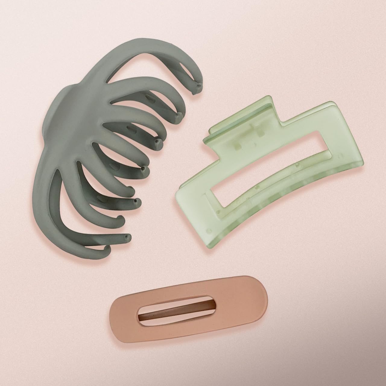 Kitsch Large Assorted Hair Clips for Women - Medium Open Shape Hair Claw Clips for Thick Hair | Small Open Shape Hair Clip &amp; Big Claw Clip for Teen Girls | Hair Styling Accessories, 3 pcs