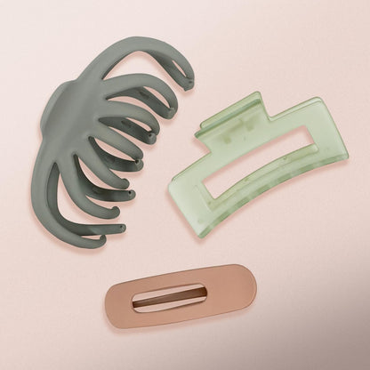 Kitsch Large Assorted Hair Clips for Women - Medium Open Shape Hair Claw Clips for Thick Hair | Small Open Shape Hair Clip &amp; Big Claw Clip for Teen Girls | Hair Styling Accessories, 3 pcs