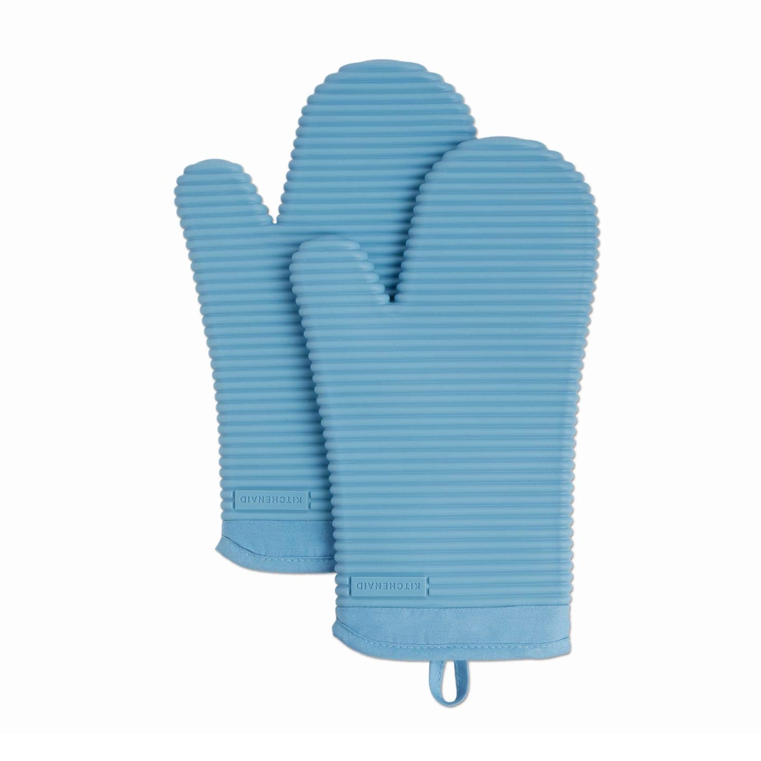 KitchenAid Ribbed Soft Silicone Oven Mitt Set, 7&quot;x13&quot;, Milkshake 2 Count