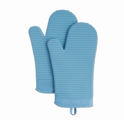 KitchenAid Ribbed Soft Silicone Oven Mitt Set, 7&quot;x13&quot;, Milkshake 2 Count