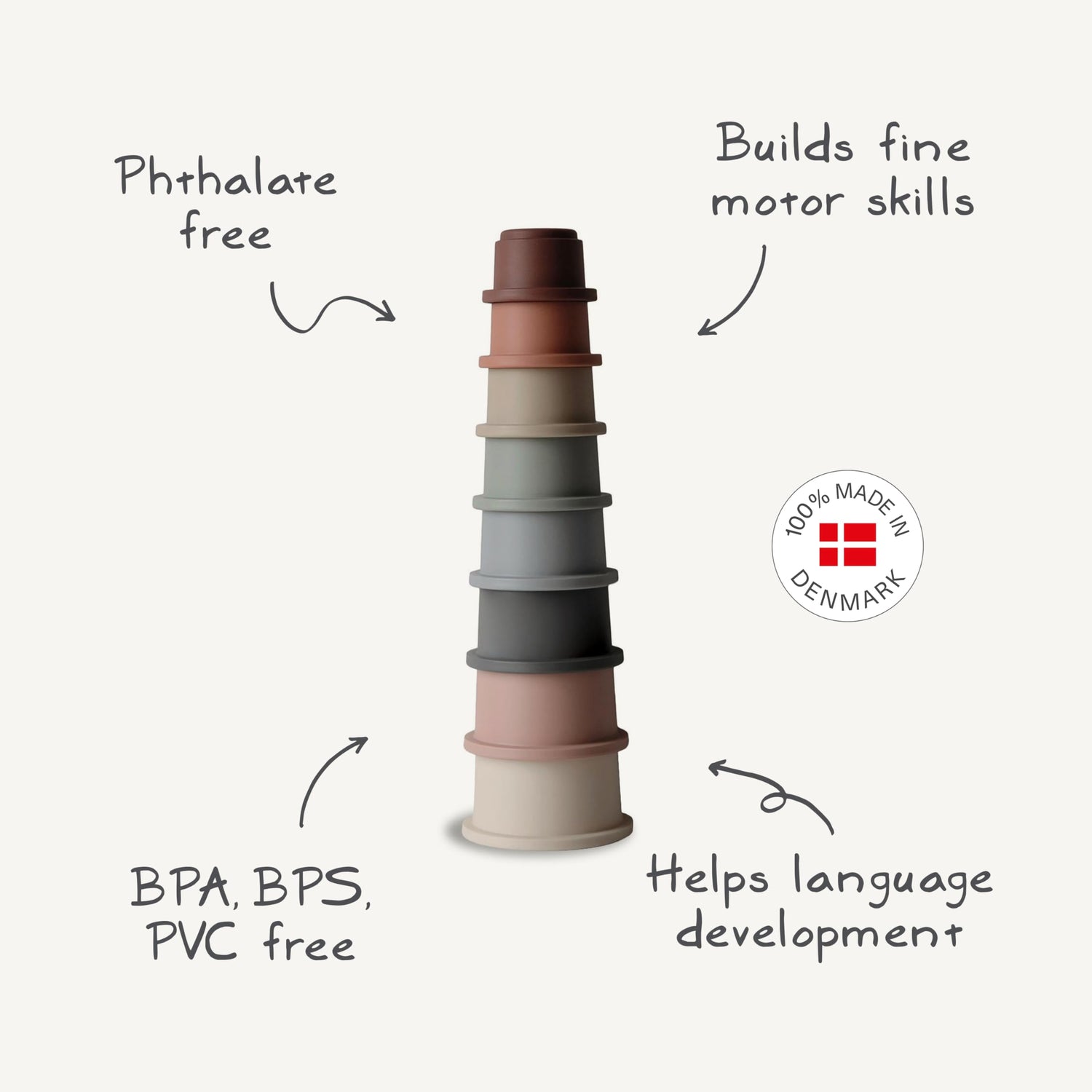 mushie Stacking Cups Toy | Made in Denmark (Original)